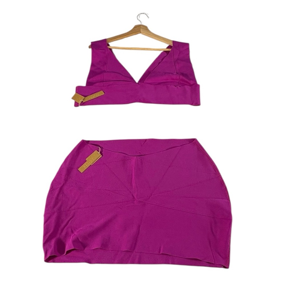 SKIMS Lollipop Pink Knit Swim Set Bikini Top Mini Skirt 3X Y2K Barbiecore RARE